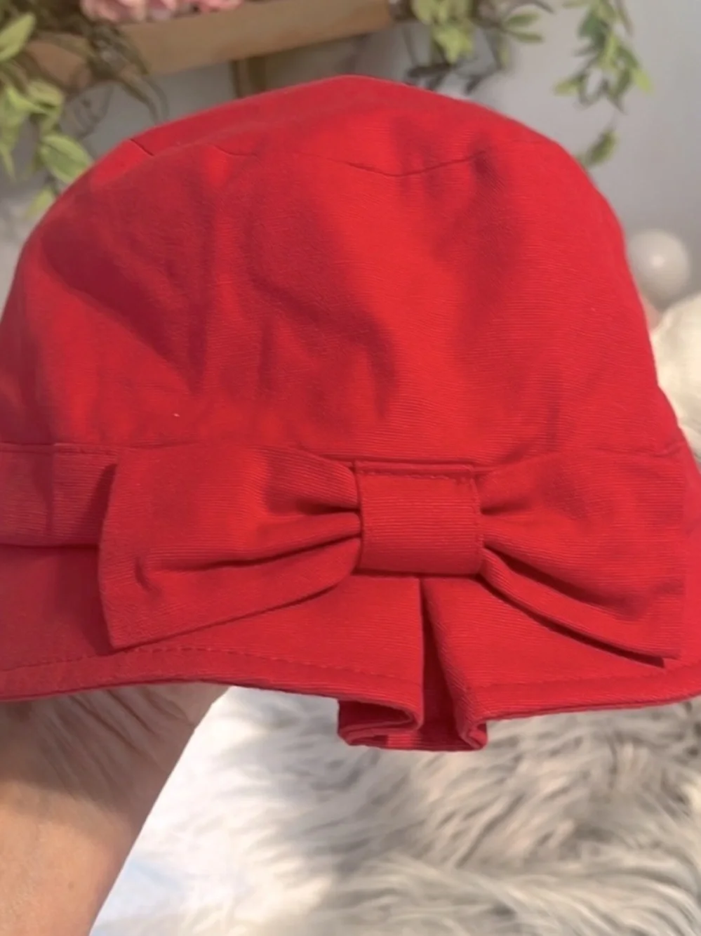 Red Bow Kids Cotton Bucket Hat